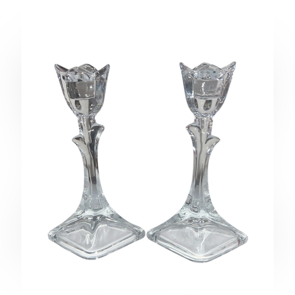 Vintage Tulip-Shaped Candlestick Holders Toscany Classics 24% Lead Crystal